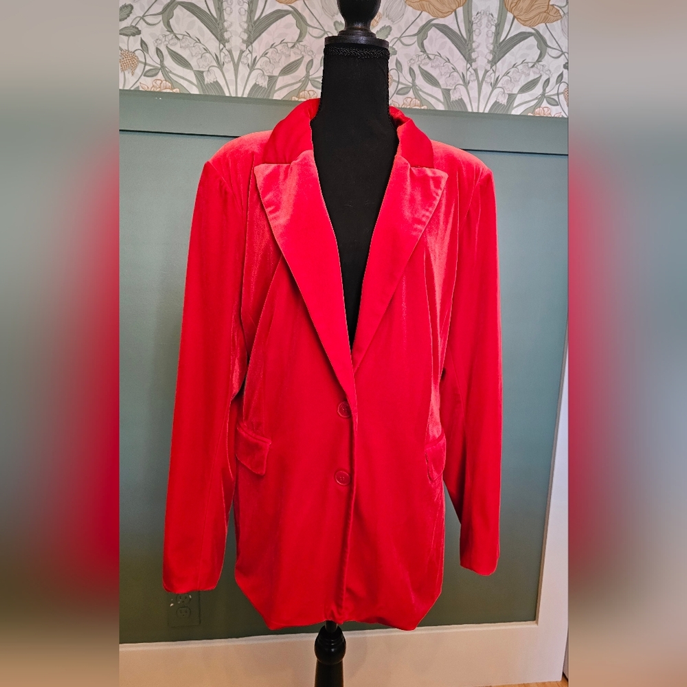 Red Velvet Blazer By Lane Bryant for Christmas and Valentines! Size 20